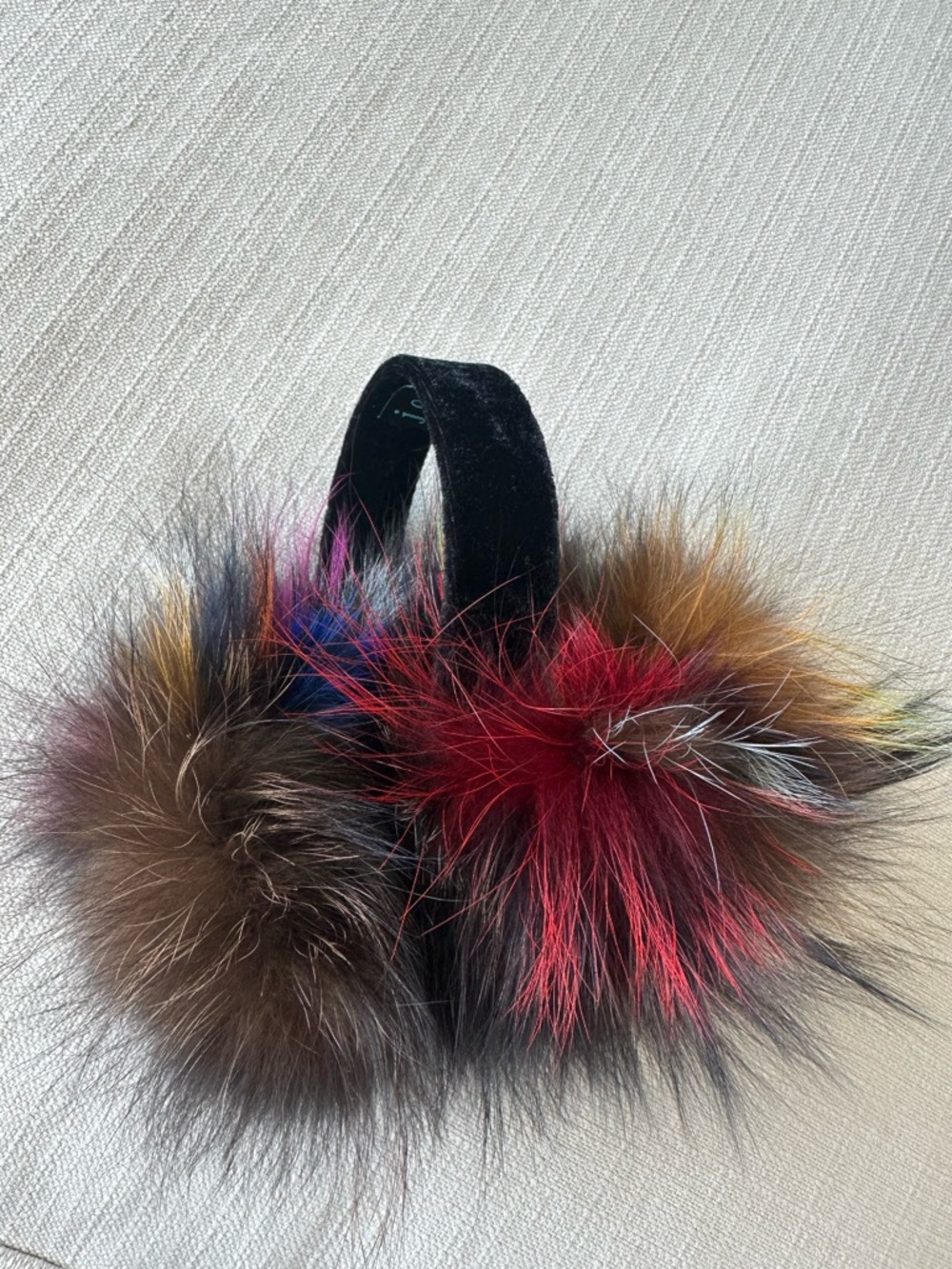 jocelyn Black Faux Fur Headband with Multicolor Accents